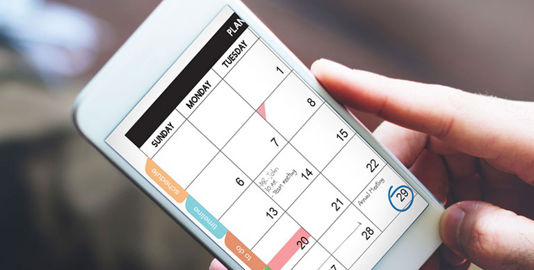 Recordatorio del calendario en el teléfono móvil